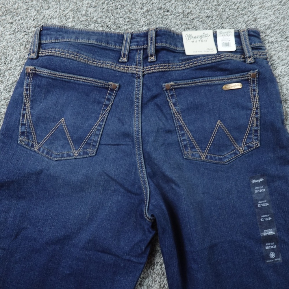 NEW Wrangler Jeans Womens 32 Dark Blue Denim Pants Retro Mae Mid Rise Boot Cut